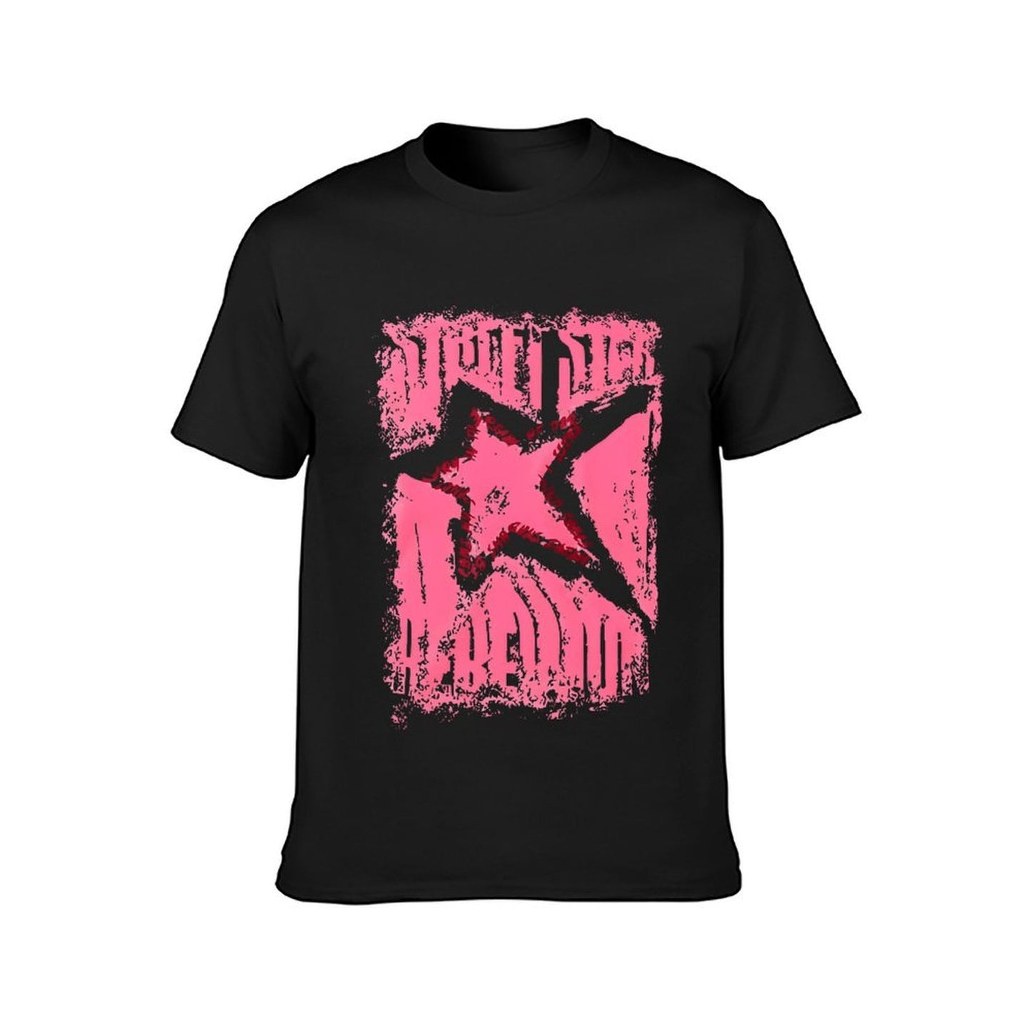 Inkmay Casual Cotton T-shirt Pink Grunge Star With Text Overlays Unisex T-shirtRetro Men¡¯s / Women¡¯s / Youth T-Shirt
