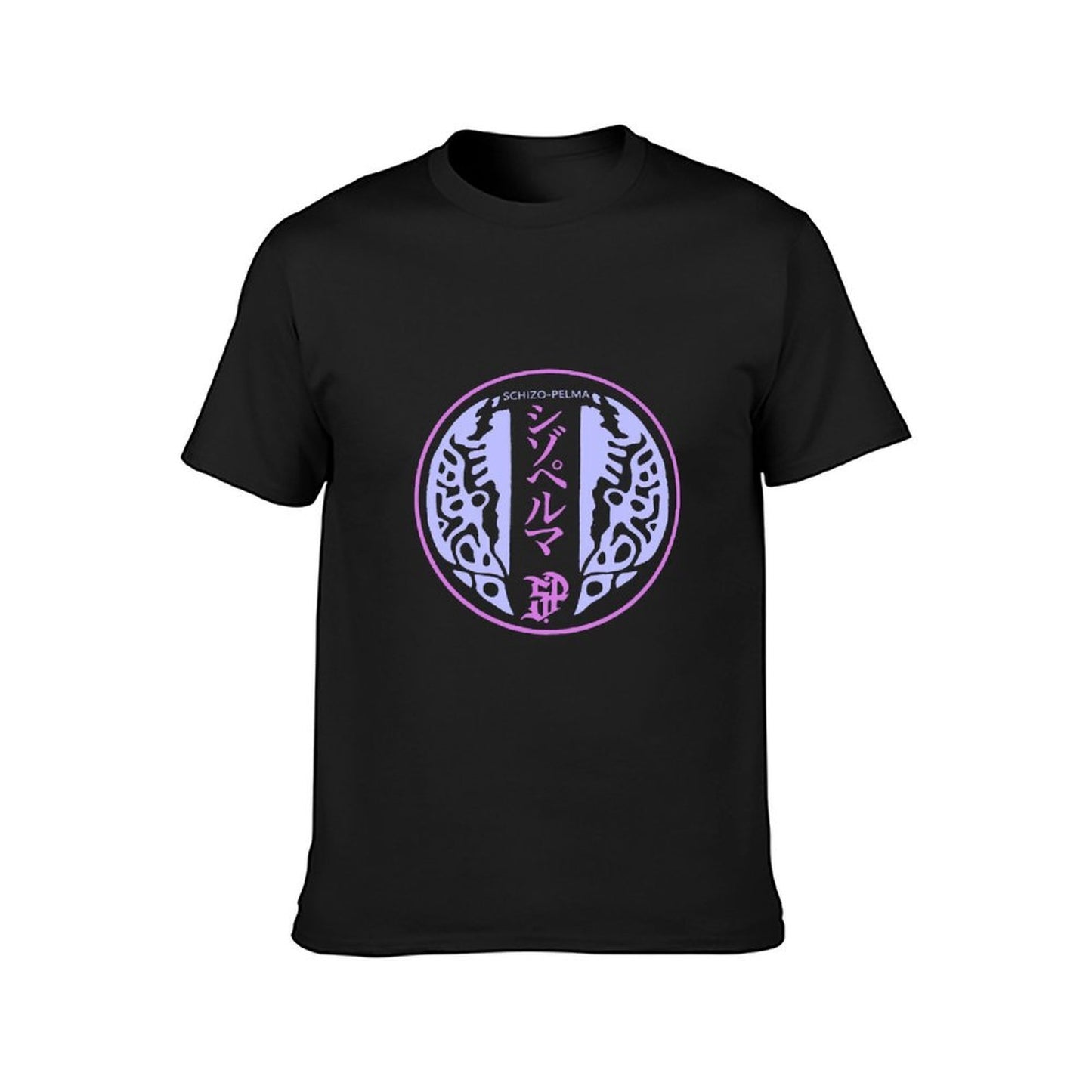 Inkmay Casual Cotton T-shirt Abstract Pink And Blue Wavy Design Unisex T-shirtPocket Tee Classic Fit T-Shirt
