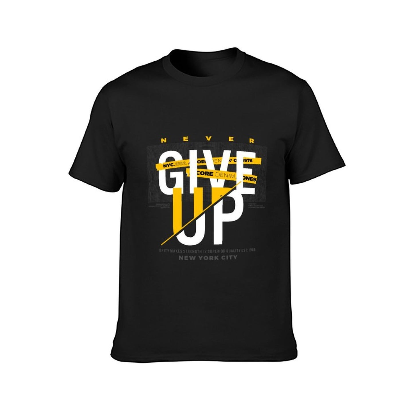 Inkmay Casual Cotton T-shirt Give Pattern With Yellow Accents Unisex T-shirtUrban Relaxed T-Shirt