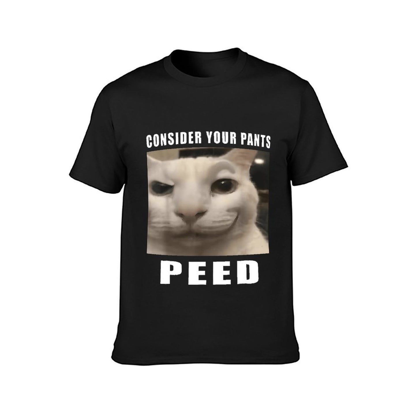 Inkmay Casual Cotton T-shirt White Cat With Dark Eyes Unisex T-shirtBatch-Printed EverydayTee T-Shirt