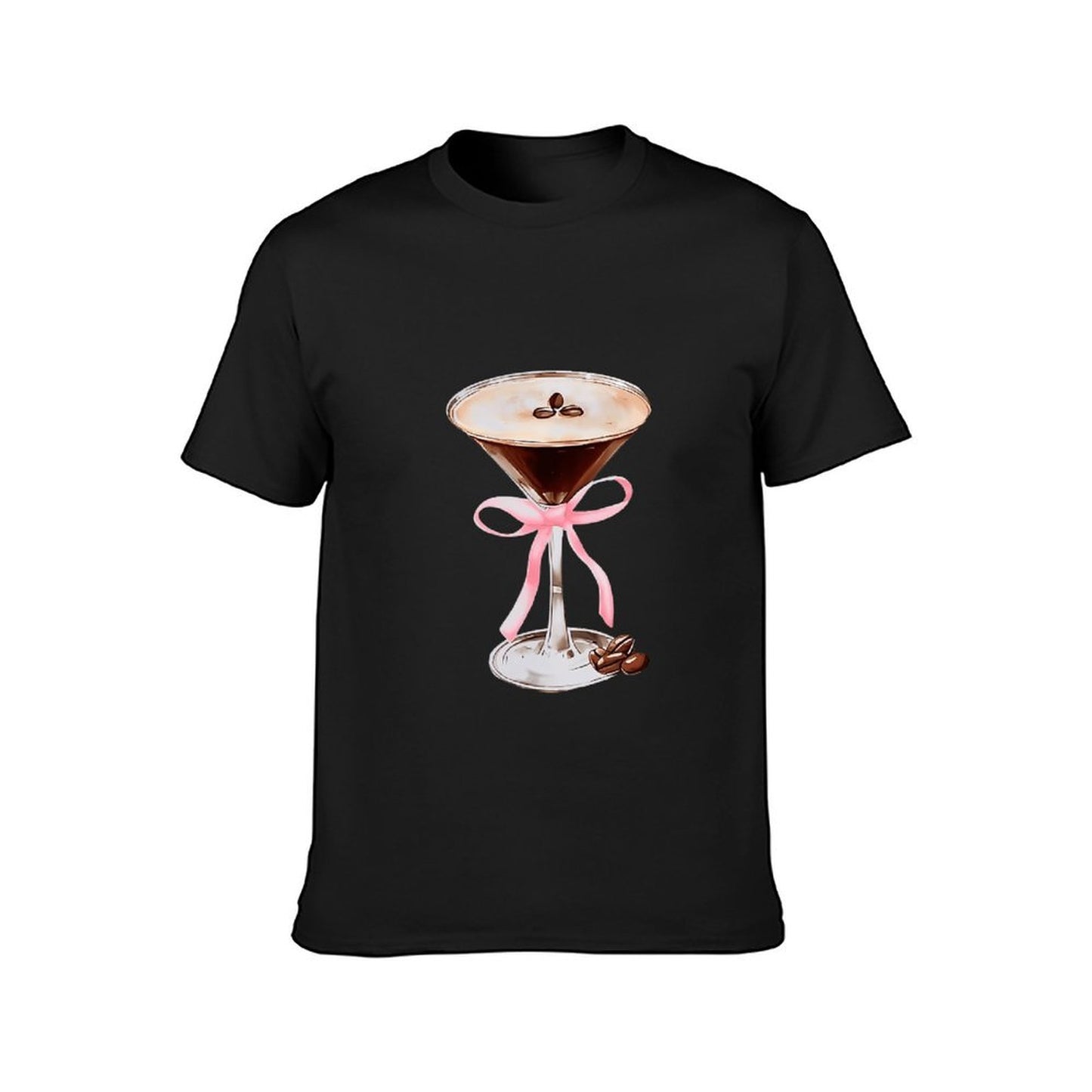 Inkmay Casual Cotton T-shirt Chocolate Martini With Pink Ribbon Unisex T-shirtEasyWear Minimalist T-Shirt