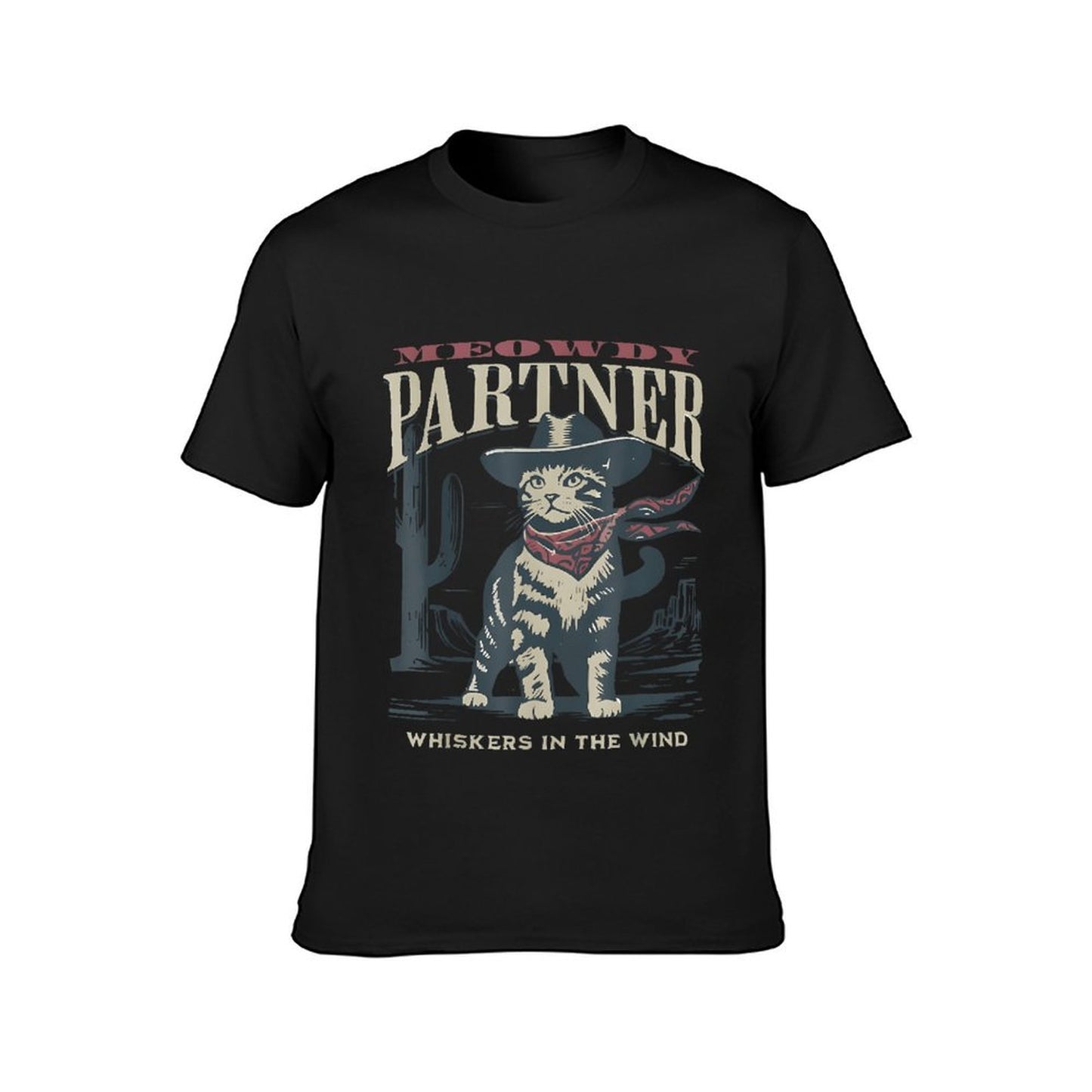 Inkmay Casual Cotton T-shirt Cat Wearing Cowboy Hat And Bandana Unisex T-shirtActive TimelessComfort T-Shirt