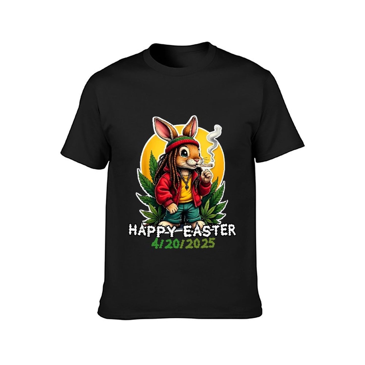 Inkmay Casual Cotton T-shirt Happy Easter Bunny Smoking Weed Art Unisex T-shirtClassicFit Active T-Shirt