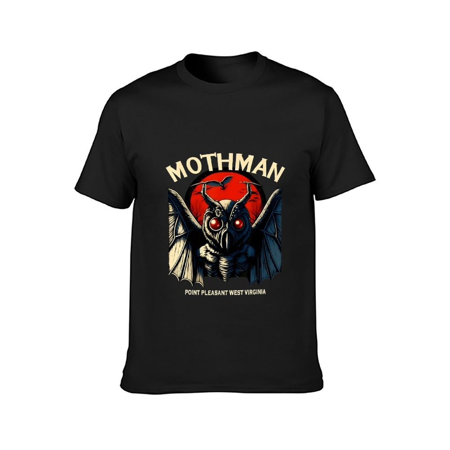 Inkmay Casual Cotton T-shirt Mothman With Red Eyes And Wings Unisex T-shirtEverydayWear Neat T-Shirt