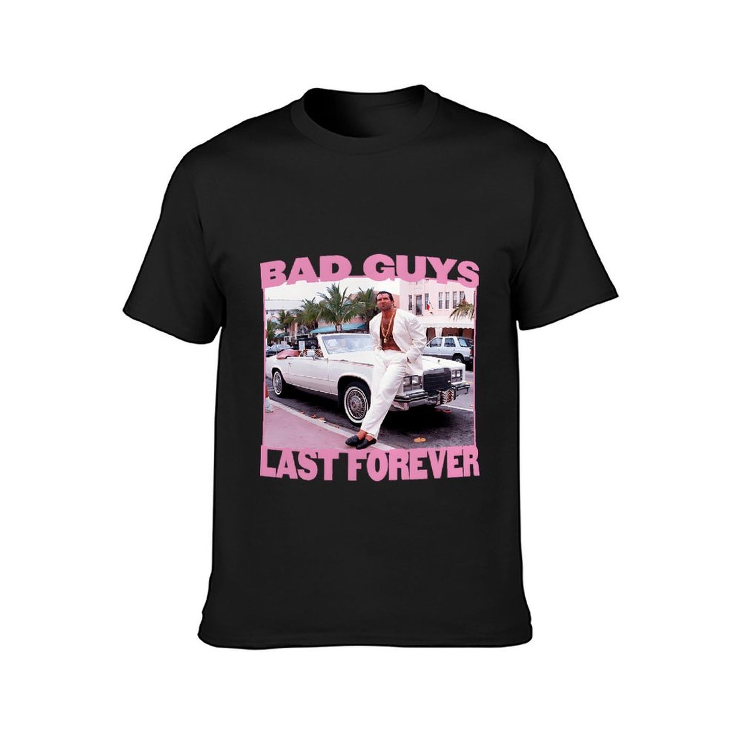 Inkmay Casual Cotton T-shirt Man Sitting On Car Wearing White Unisex T-shirtSmoothWear ClassicSeries T-Shirt