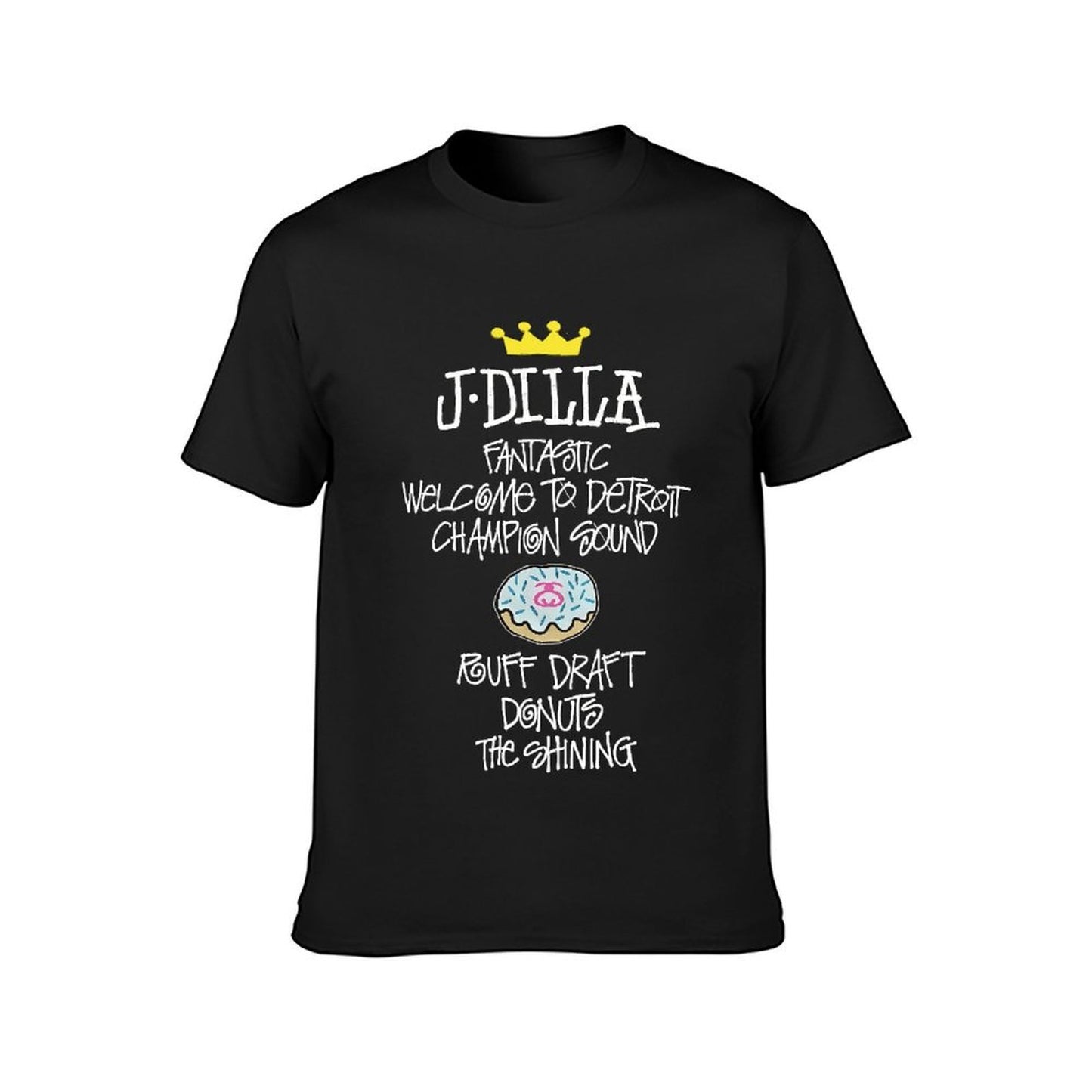 Inkmay Casual Cotton T-shirt Donut With Pink Logo Sprinkles Unisex T-shirtLogo-Ready Daily T-Shirt