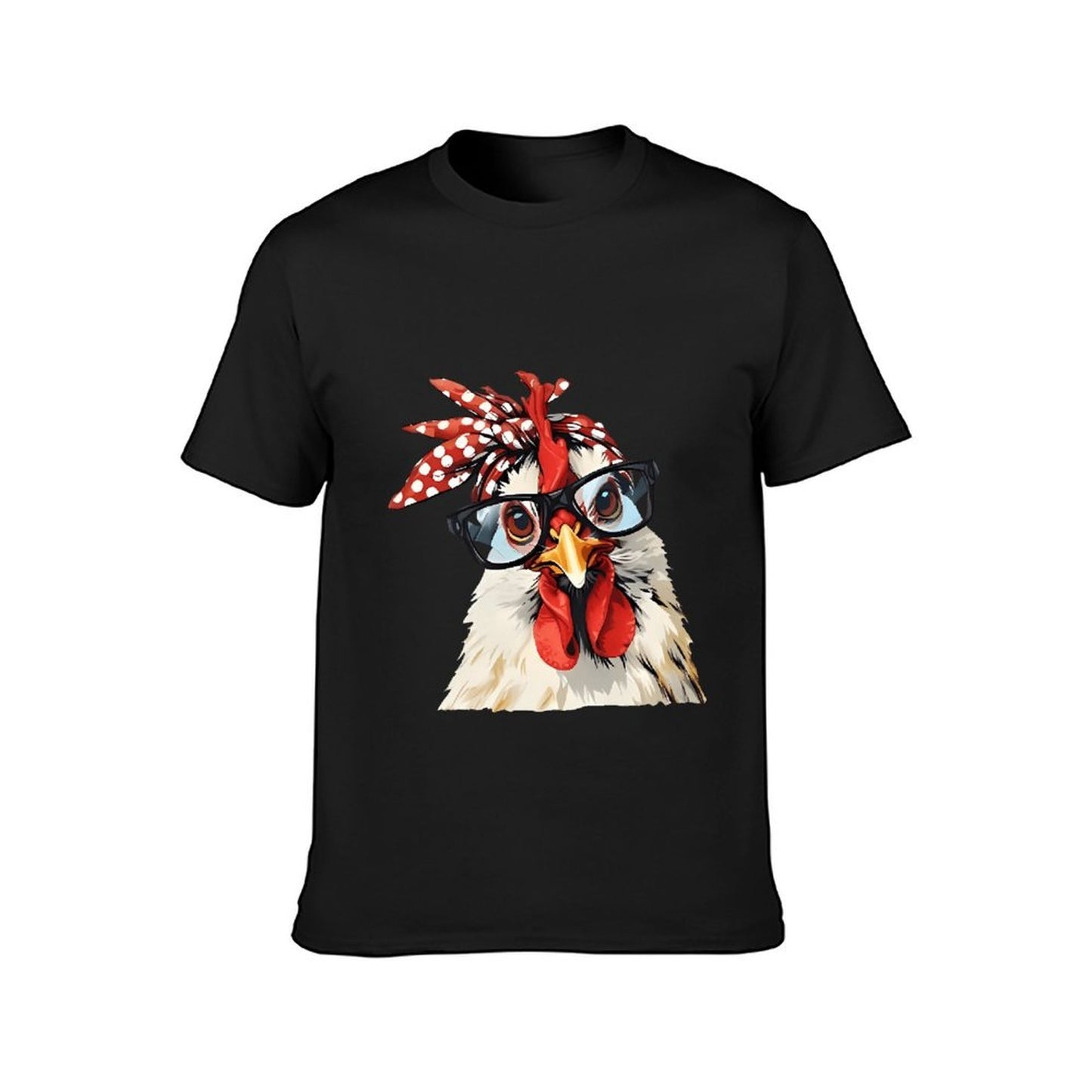 Inkmay Casual Cotton T-shirt Stylish Chicken With Glasses And Bandana Unisex T-shirt