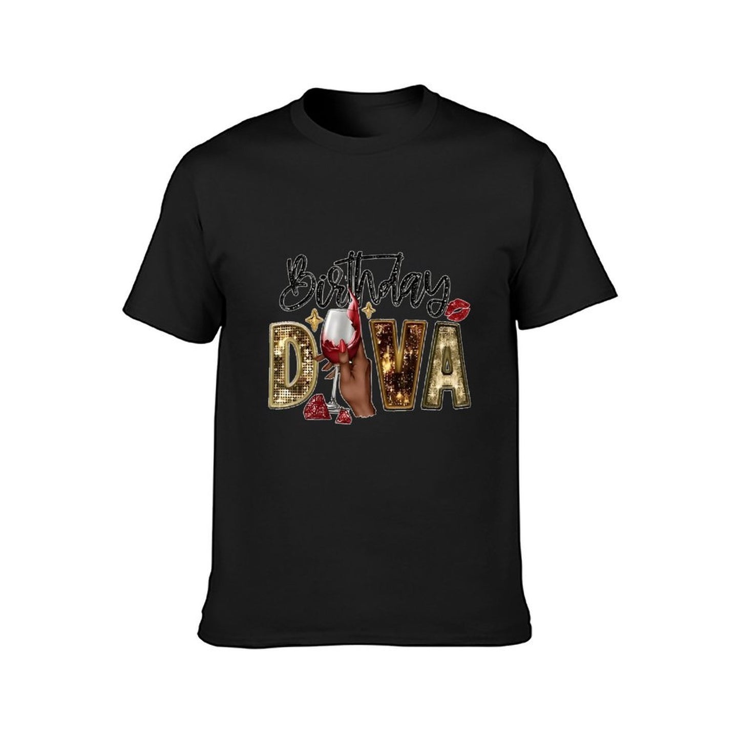 Inkmay Casual Cotton T-shirt Birthday Diva Sparkling Gold And Red Unisex T-shirtPremium Finish Modern T-Shirt