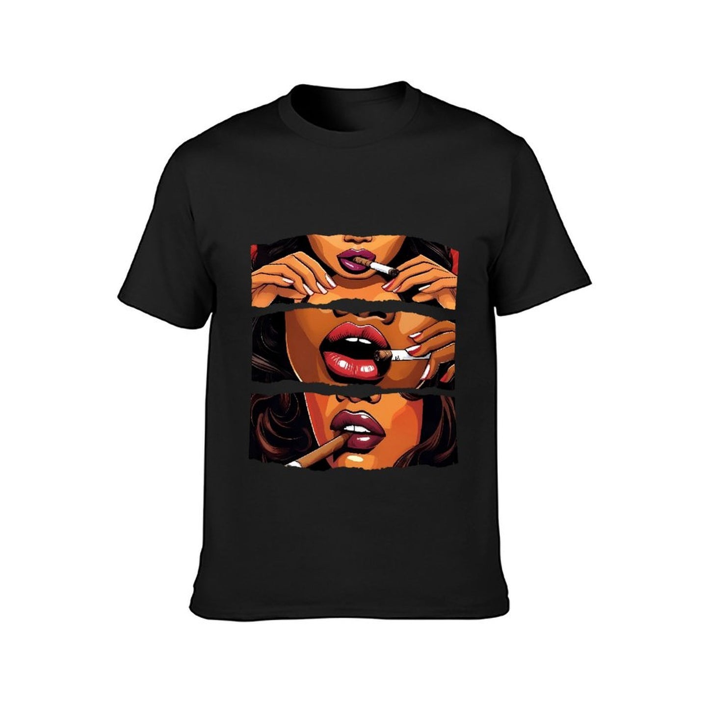 Inkmay Casual Cotton T-shirt Smoking Woman Artistic Pattern Prints Design Unisex T-shirtRecycled Natural T-Shirt