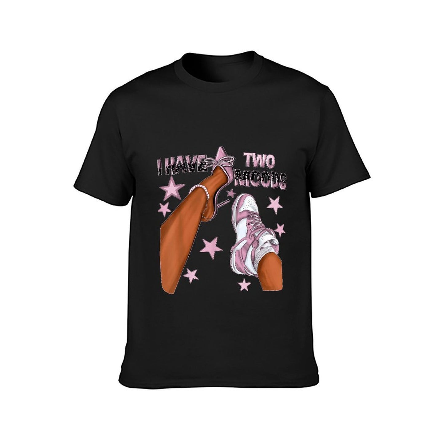 Inkmay Casual Cotton T-shirt Shoes With Stars And Text Prints Unisex T-shirtClean Edges Outdoor T-Shirt