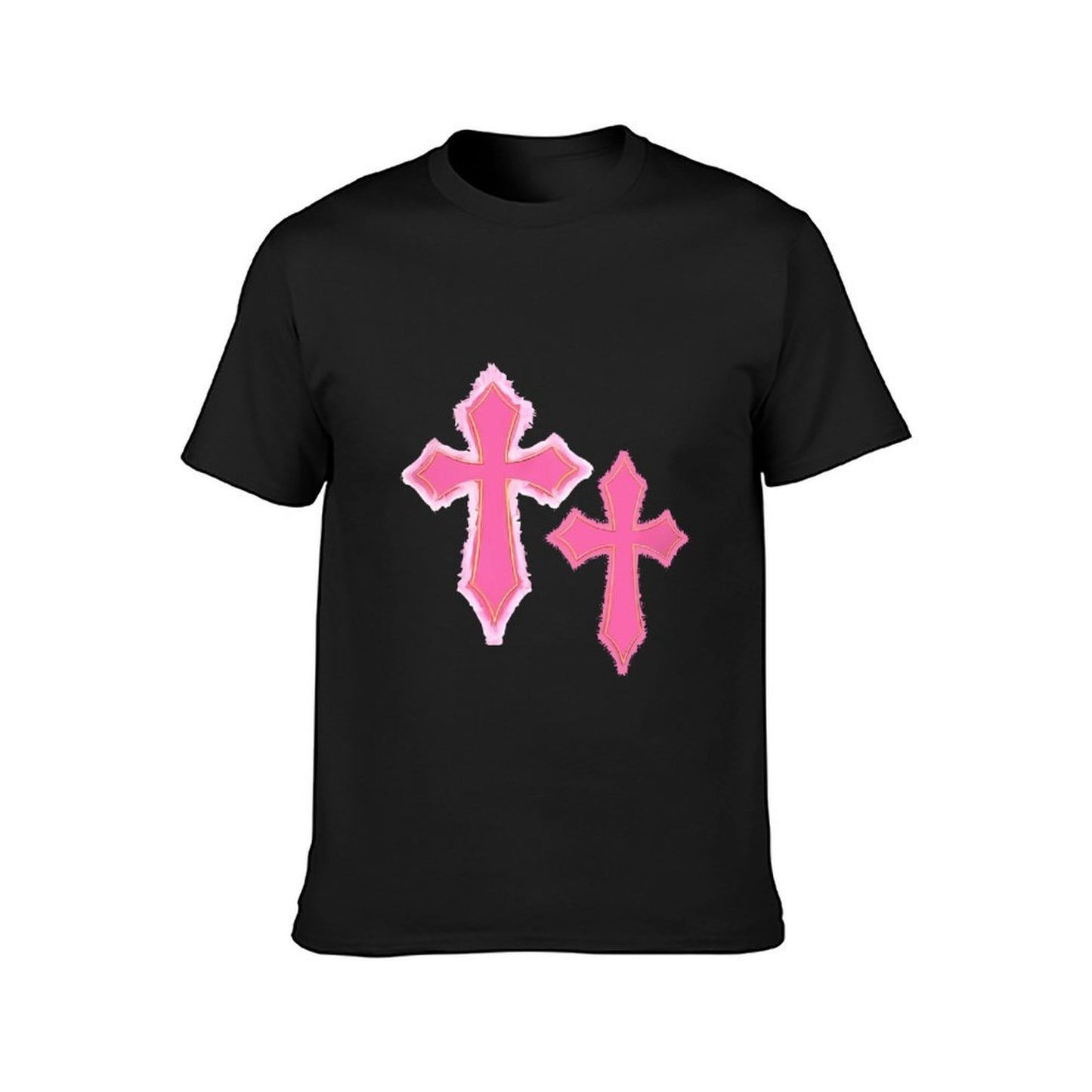 Inkmay Casual Cotton T-shirt Pink Crosses With Fuzzy Edges Unisex T-shirtStudio TimelessStyle T-Shirt