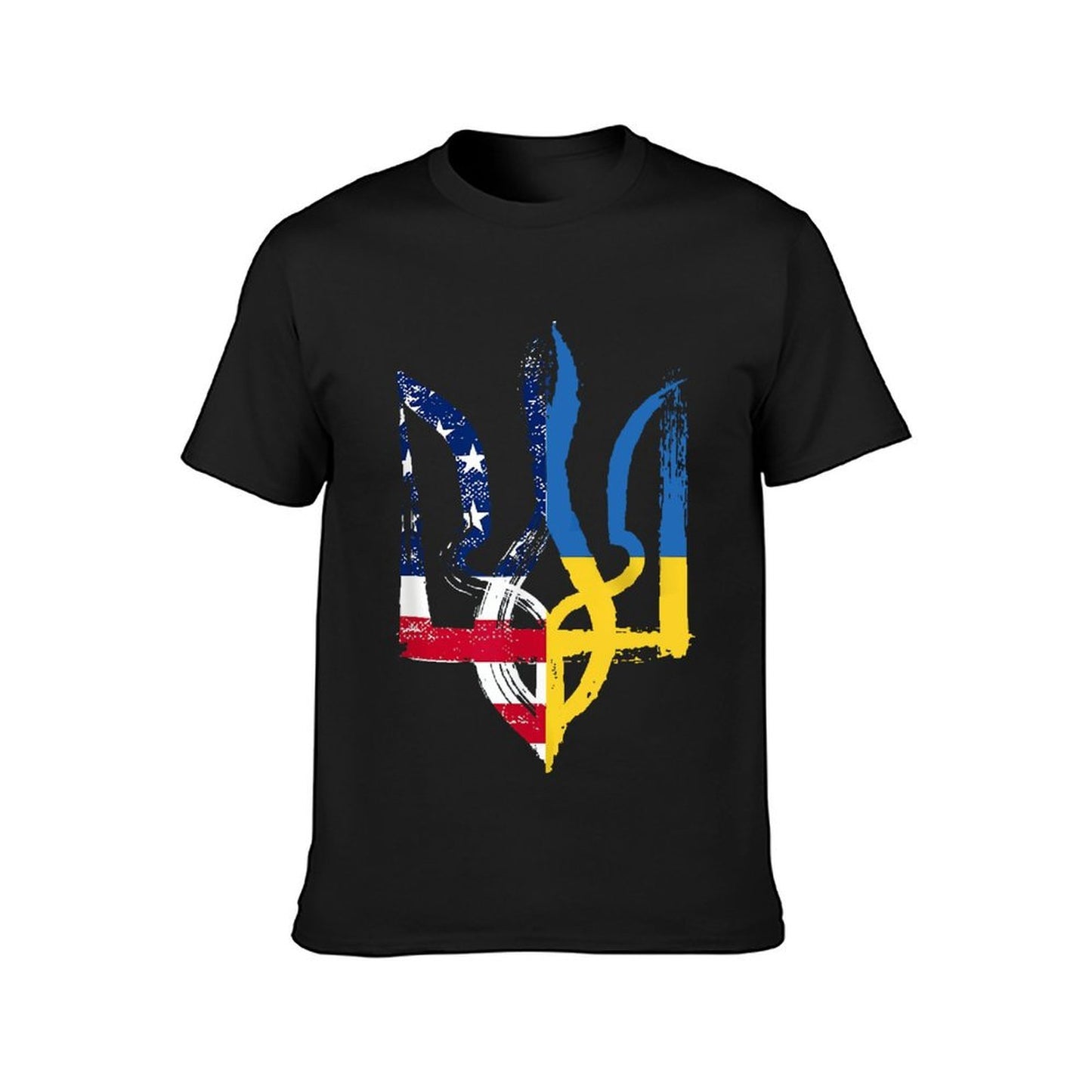 Inkmay Casual Cotton T-shirt Abstract Flag Fusion Artwork Design Elements Unisex T-shirtSignature Plain T-Shirt