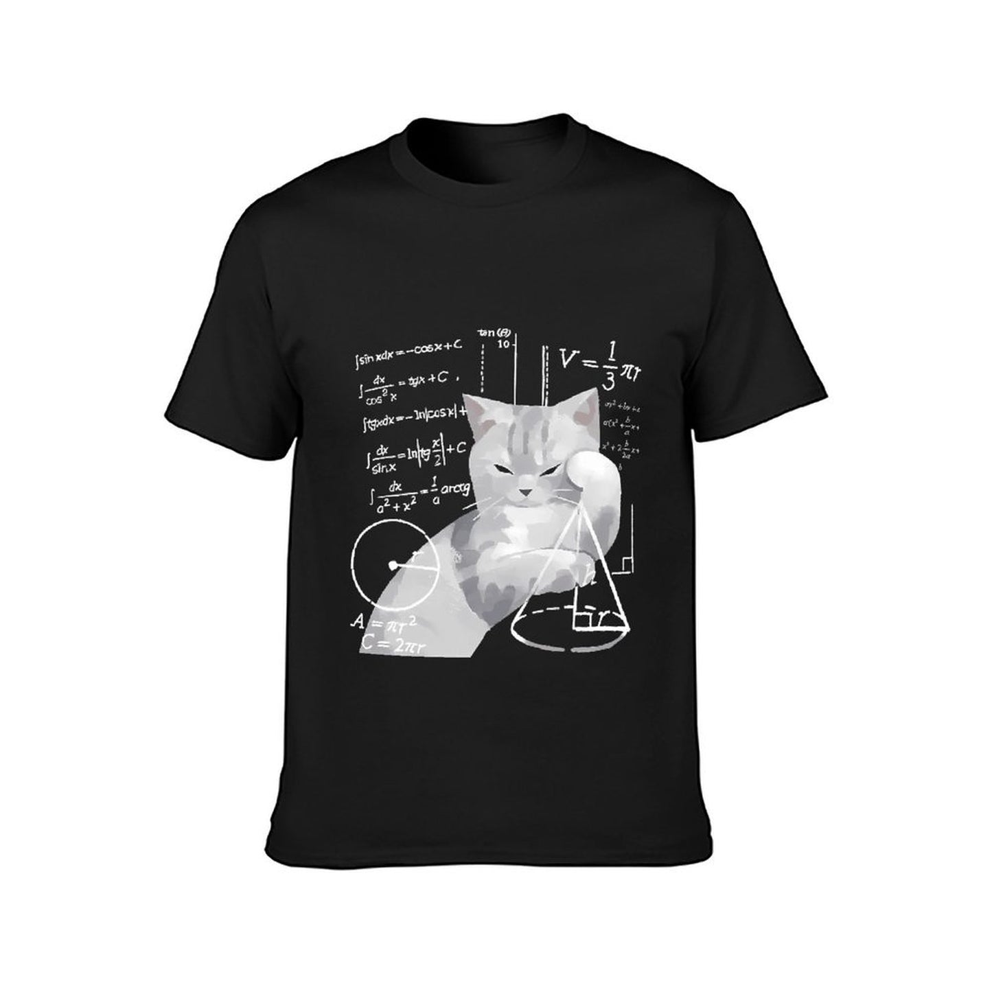 Inkmay Casual Cotton T-shirt Mathematical Cat With Geometric Shapes Unisex T-shirtAllSeason Comfort T-Shirt