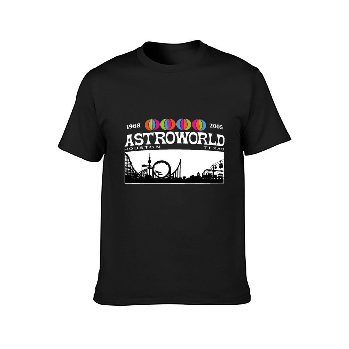 Inkmay Casual Cotton T-shirt Amusement Park Silhouette With Colorful Balloons Unisex T-shirtEco-Conscious Tear-Resistant T-Shirt