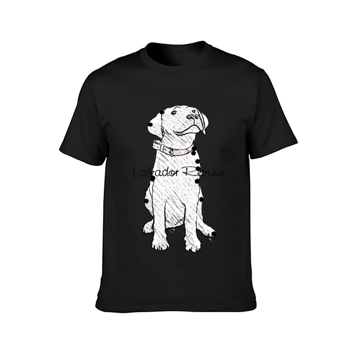 Inkmay Casual Cotton T-shirt Black And White Dog Pattern Print Unisex T-shirtEco-Conscious Smooth Feel T-Shirt