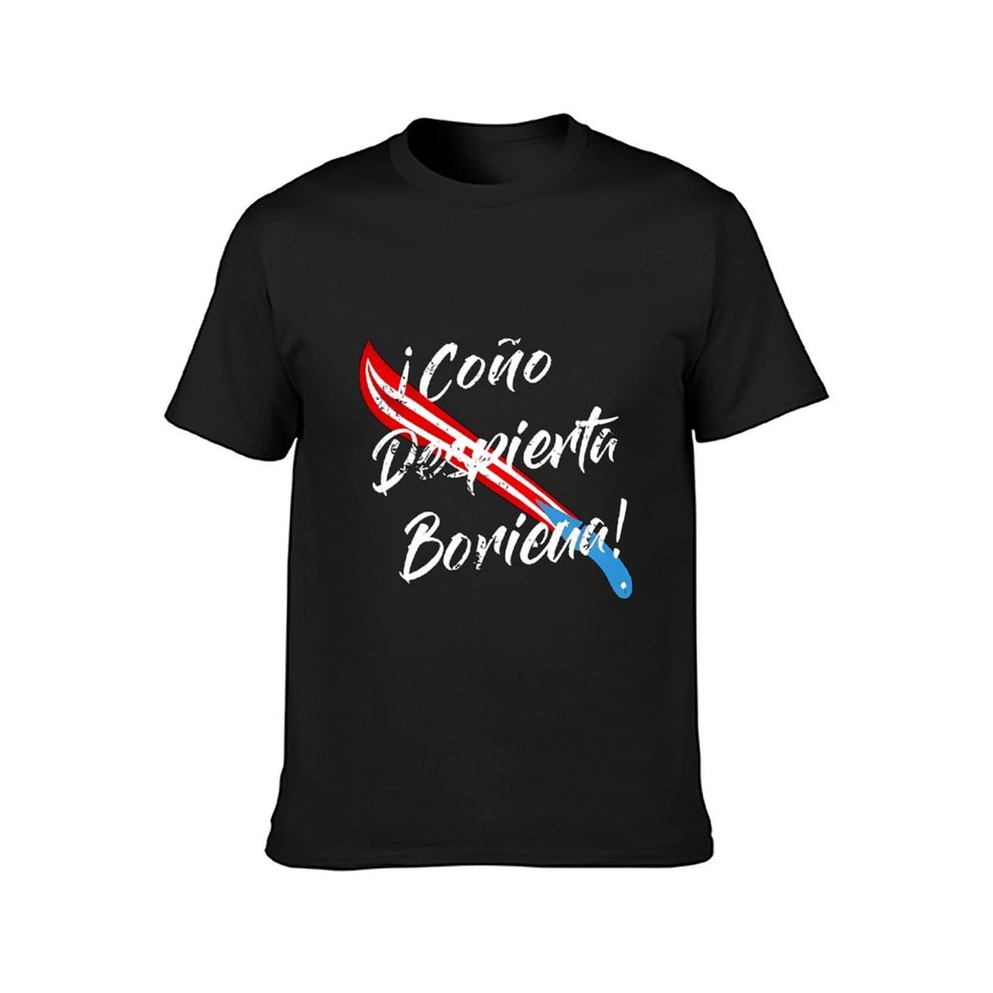 Inkmay Casual Cotton T-shirt Red White Blue Stripes Crossed Swords Unisex T-shirtSolid Outdoor T-Shirt