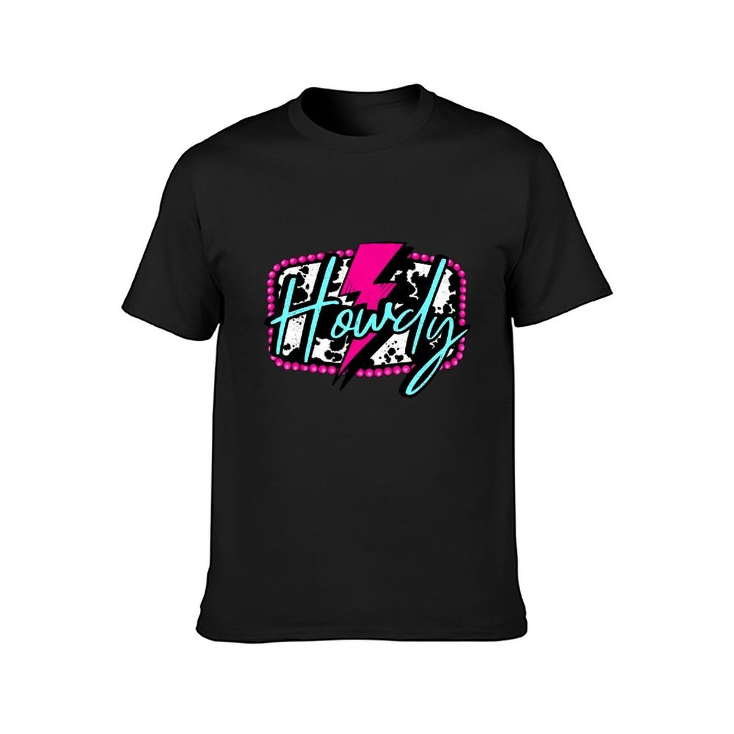 Inkmay Casual Cotton T-shirt Howdy With Pink And Teal Splashes Unisex T-shirtClassic Bold T-Shirt