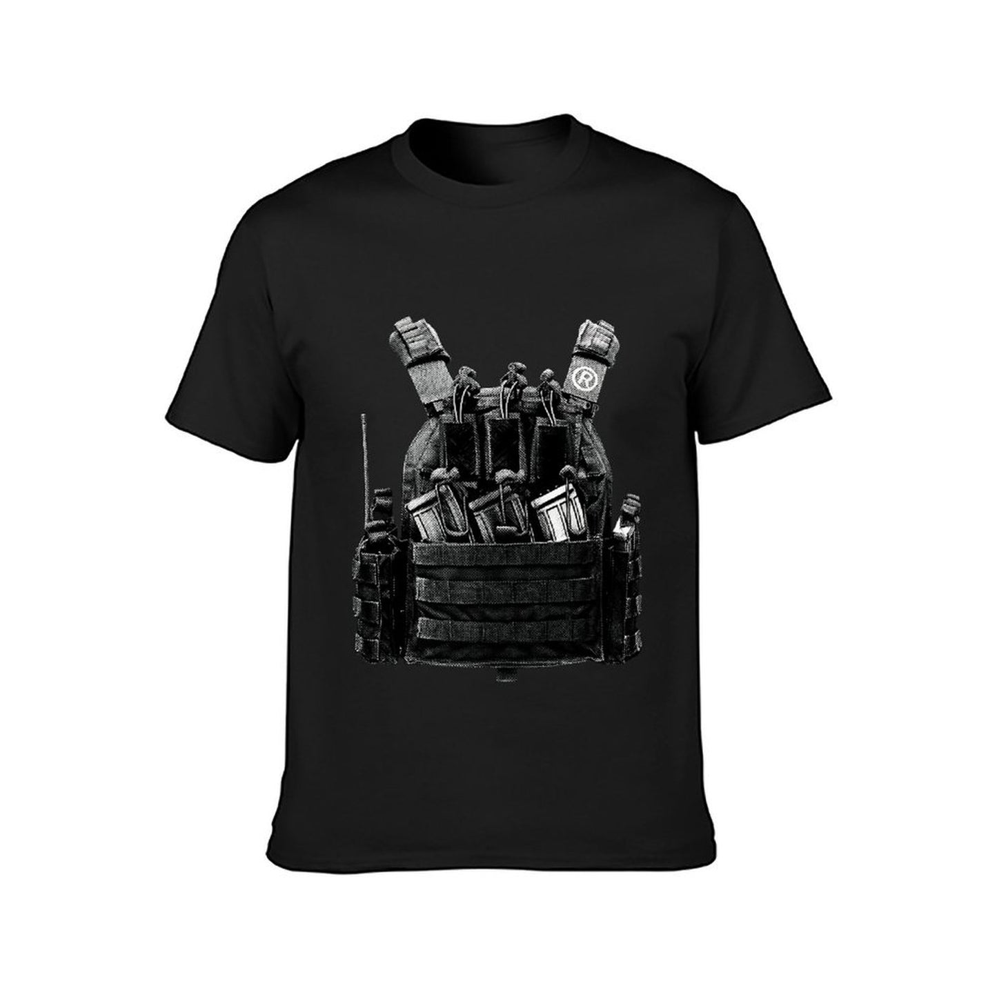 Inkmay Casual Cotton T-shirt Tactical Vest With Various Pouches Attached Unisex T-shirtSolid Sleek T-Shirt