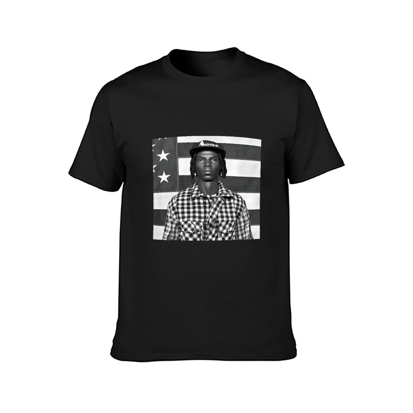 Inkmay Casual Cotton T-shirt Black And White Checkered Pattern Shirt Unisex T-shirt