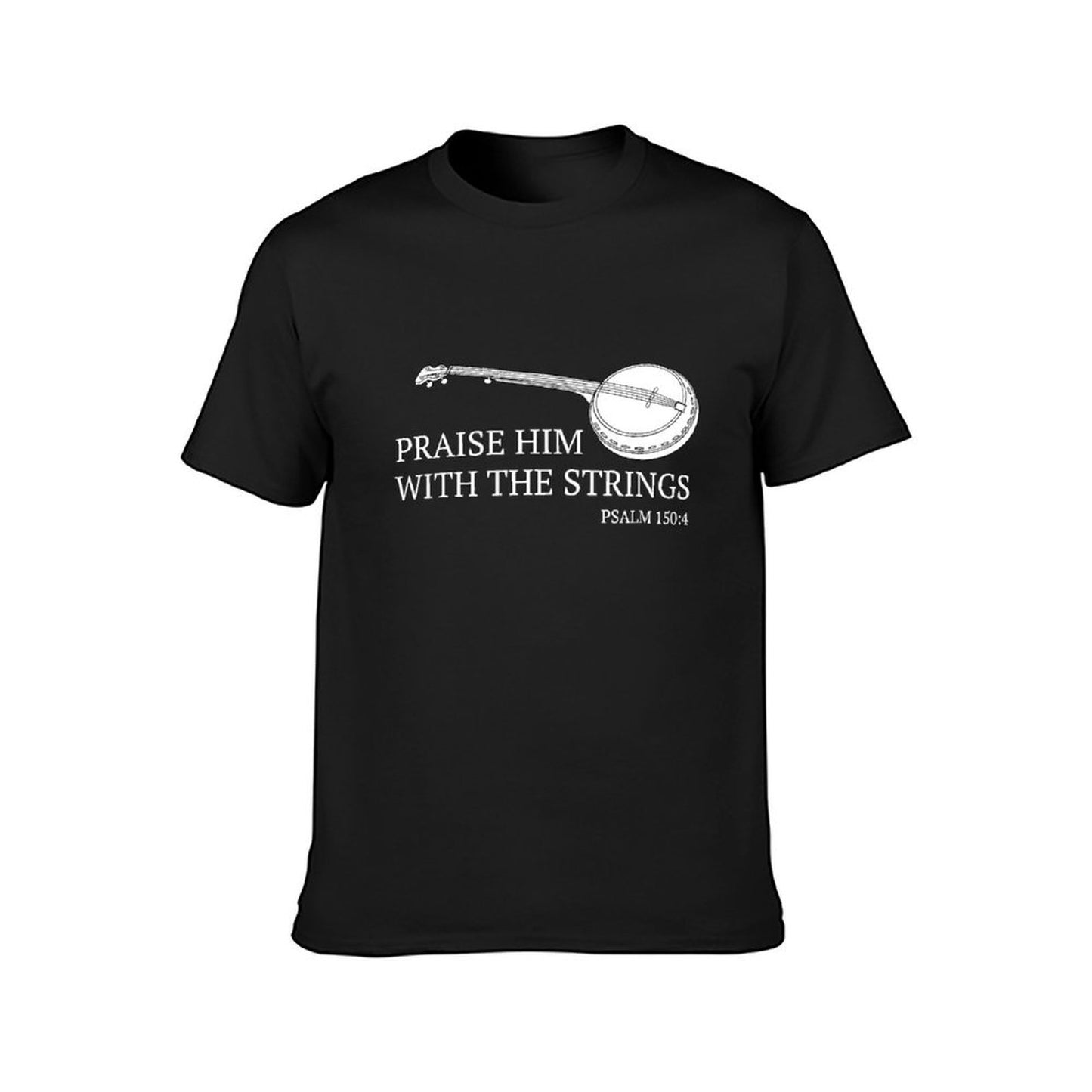 Inkmay Casual Cotton T-shirt Banjo With Musical Notes Pattern Unisex T-shirtLightweight Basic T-Shirt
