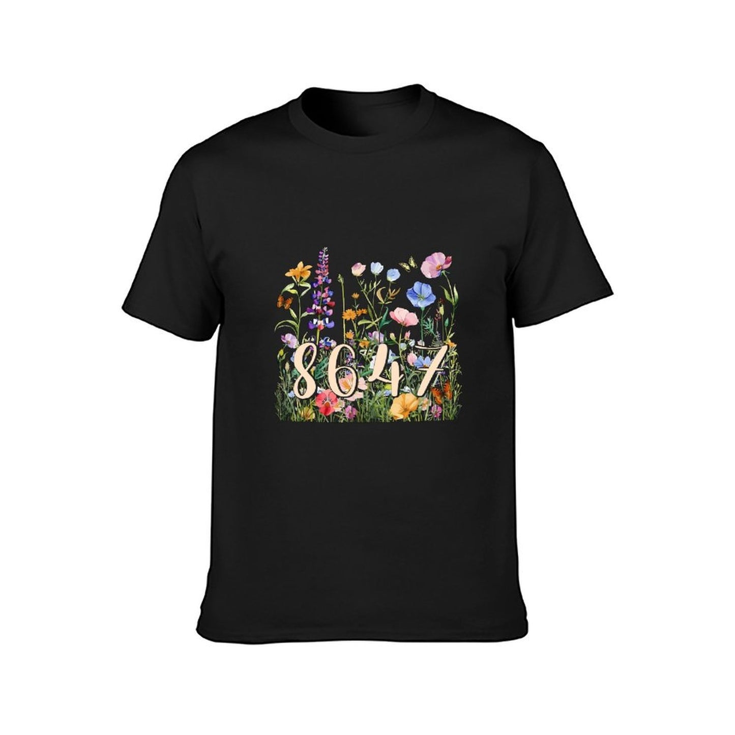 Inkmay Casual Cotton T-shirt Floral Pattern With Numbers And Butterflies Unisex T-shirtTimelessStyle Urban T-Shirt