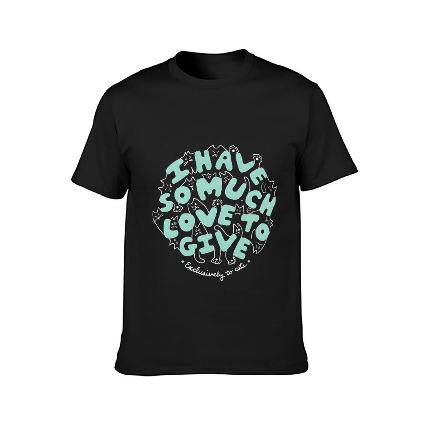 Inkmay Casual Cotton T-shirt Cats Pattern With Love Text Design Unisex T-shirtClean Classic Fit T-Shirt
