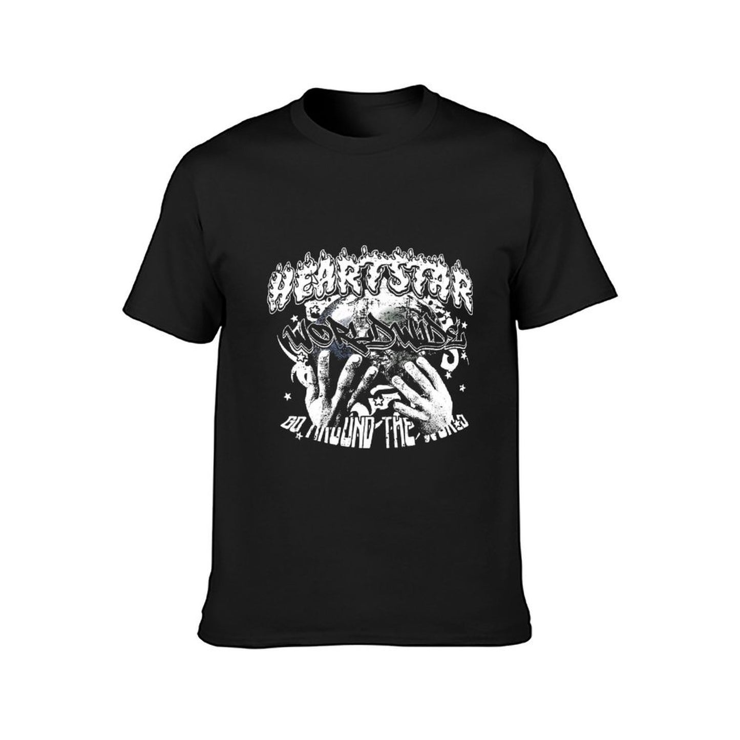 Inkmay Casual Cotton T-shirt Heartstar Hands Holding Skull Pattern Print Unisex T-shirtStreetStyle EverydaySeries T-Shirt