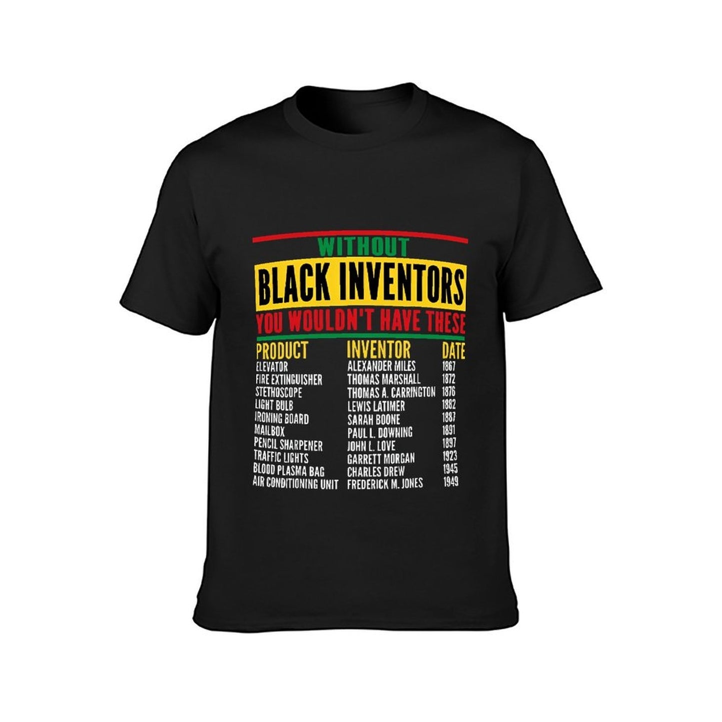 Inkmay Casual Cotton T-shirt Black Inventors Created Many Products Unisex T-shirt