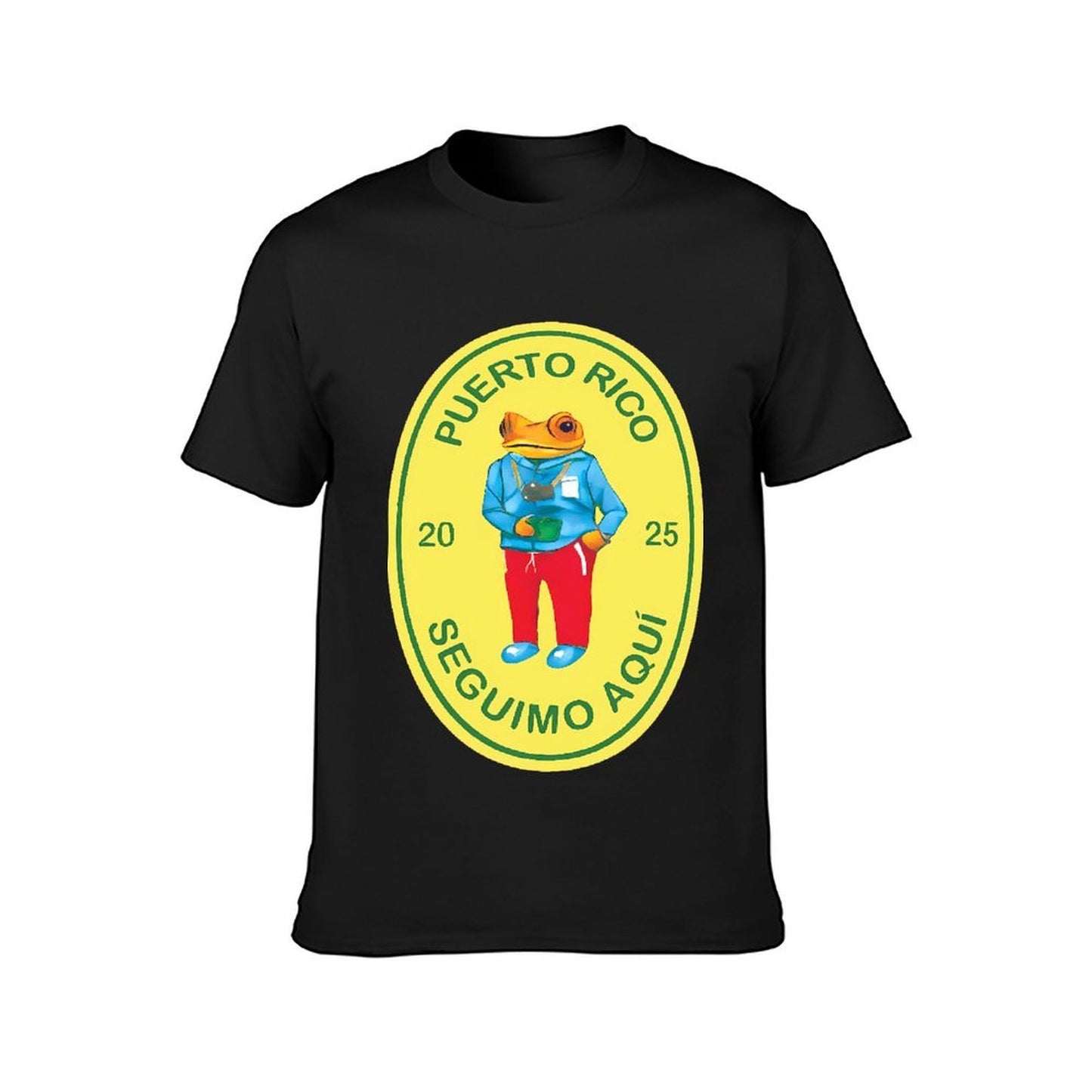 Inkmay Casual Cotton T-shirt Puerto Rico Frog Traveler Design Bright Unisex T-shirtStreet Long Lasting T-Shirt