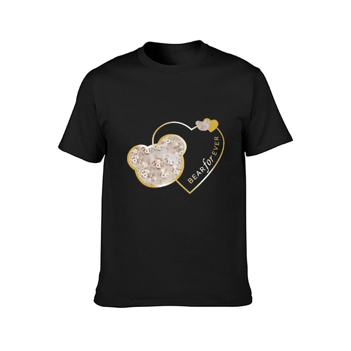 Inkmay Casual Cotton T-shirt Heart Shaped Floral Pattern With Gold Unisex T-shirtEverydaySeries Smooth Feel T-Shirt