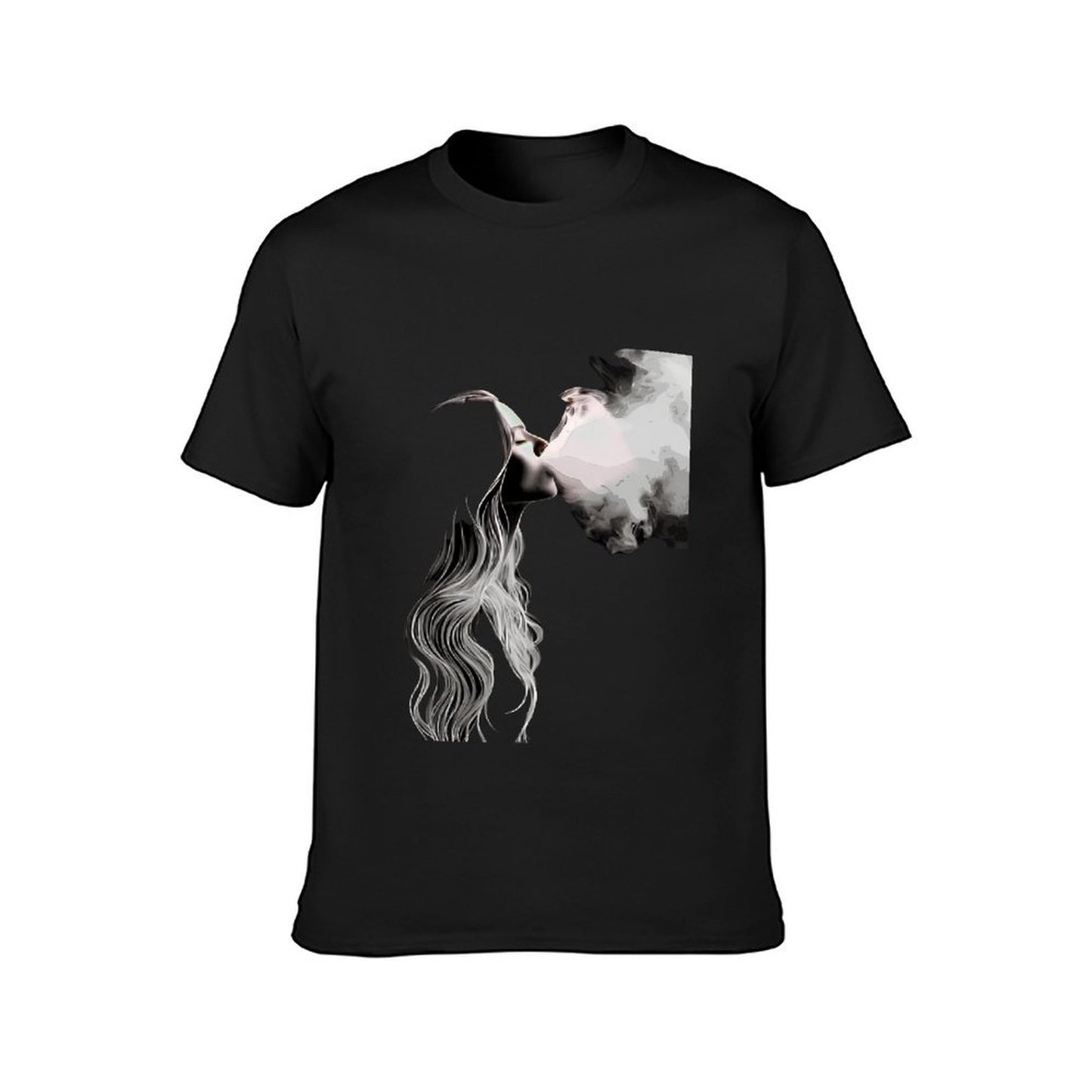 Inkmay Casual Cotton T-shirt Abstract Woman With Smoke Surrounding Her Unisex T-shirtShrink-Resistant Edition T-Shirt