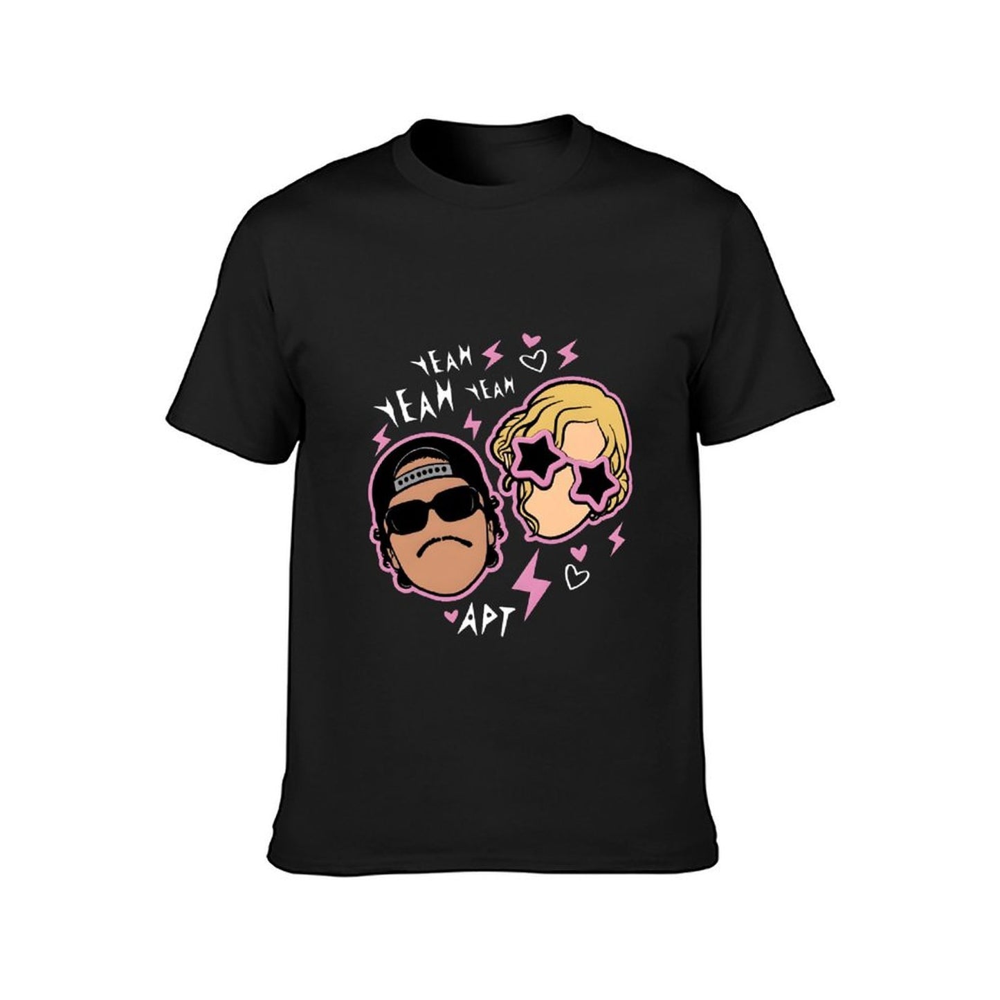 Inkmay Casual Cotton T-shirt Cartoon Characters With Pink Outlines And Unisex T-shirtActive Simple T-Shirt