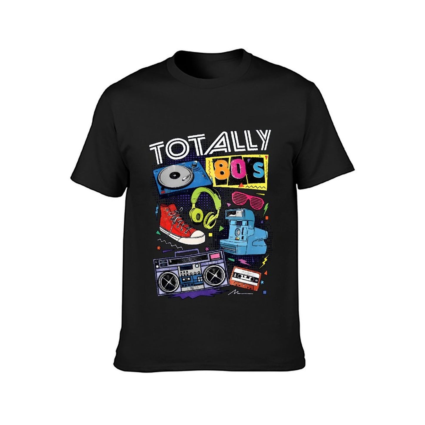 Inkmay Casual Cotton T-shirt Totally Eighties Retro Style Artwork Design Unisex T-shirtShrink-Resistant Performance T-Shirt