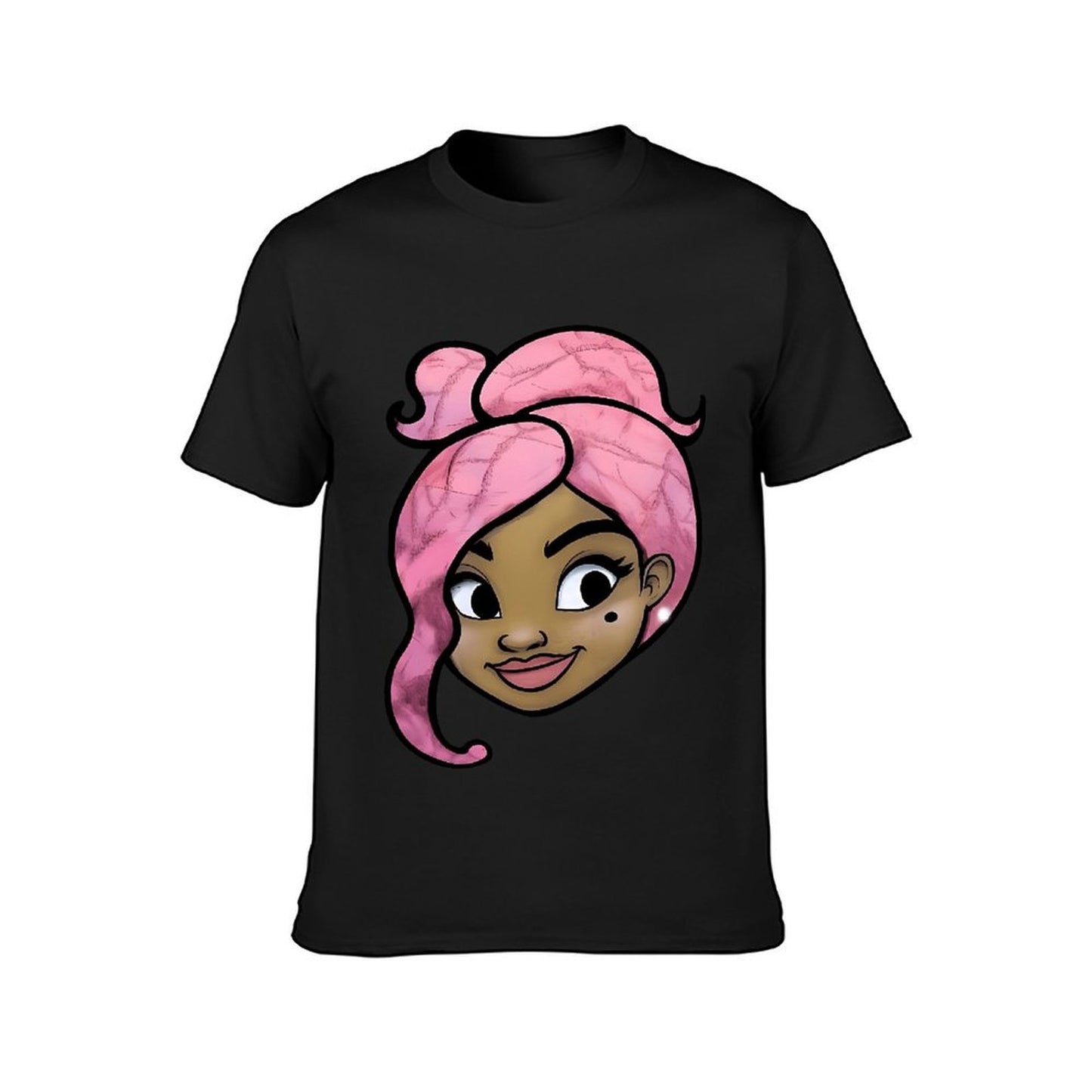 Inkmay Casual Cotton T-shirt Pink Hair With Swirls And Highlights Unisex T-shirtDaily ClassicSeries T-Shirt