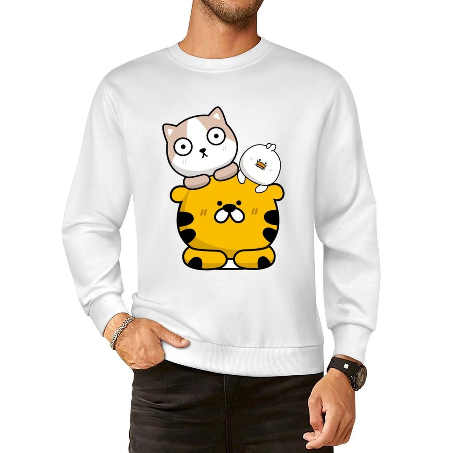 Front Patterned Long Sleeve TopSoftstyle Solid