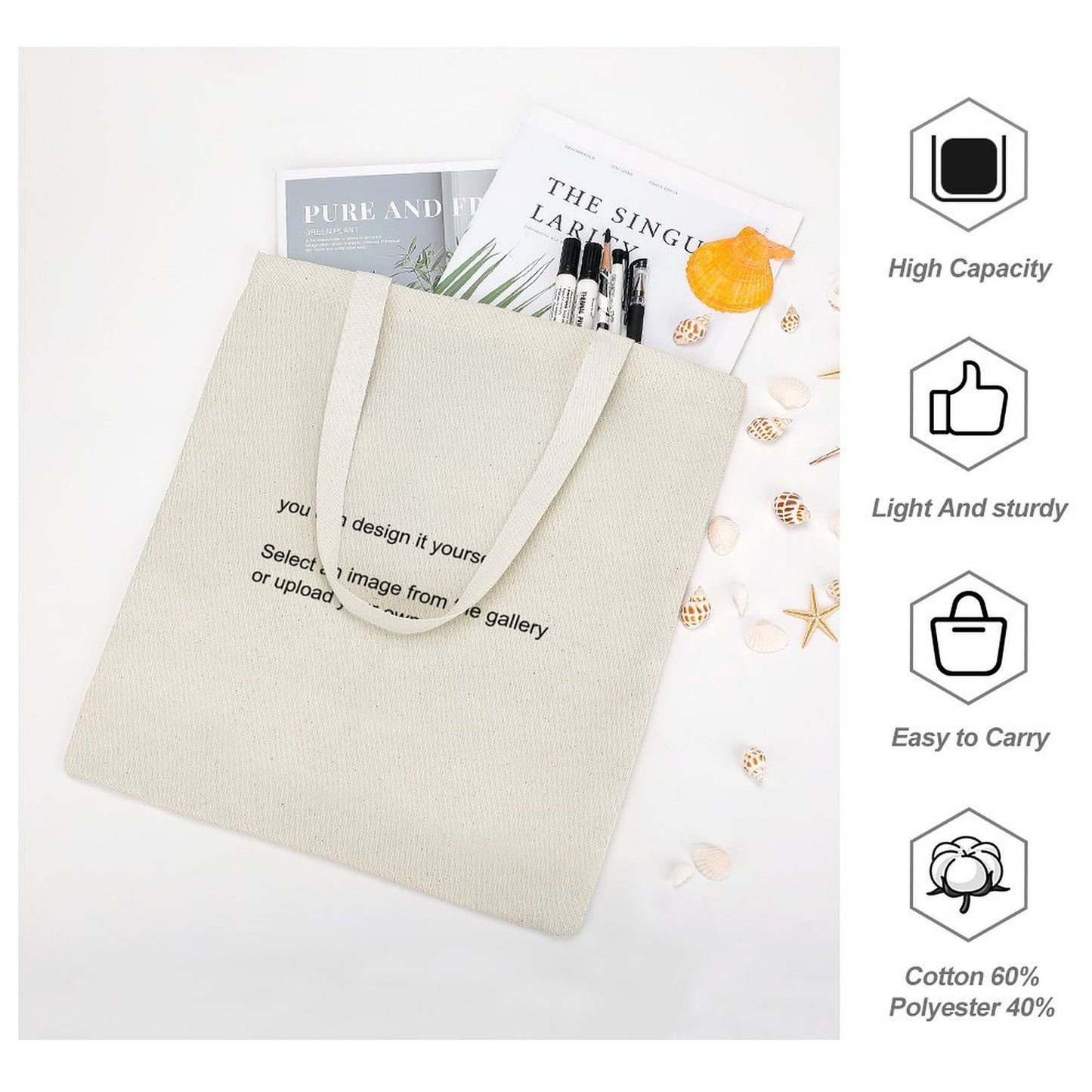 Canvas Tote Bag Style 34x40cm Support personalized design
