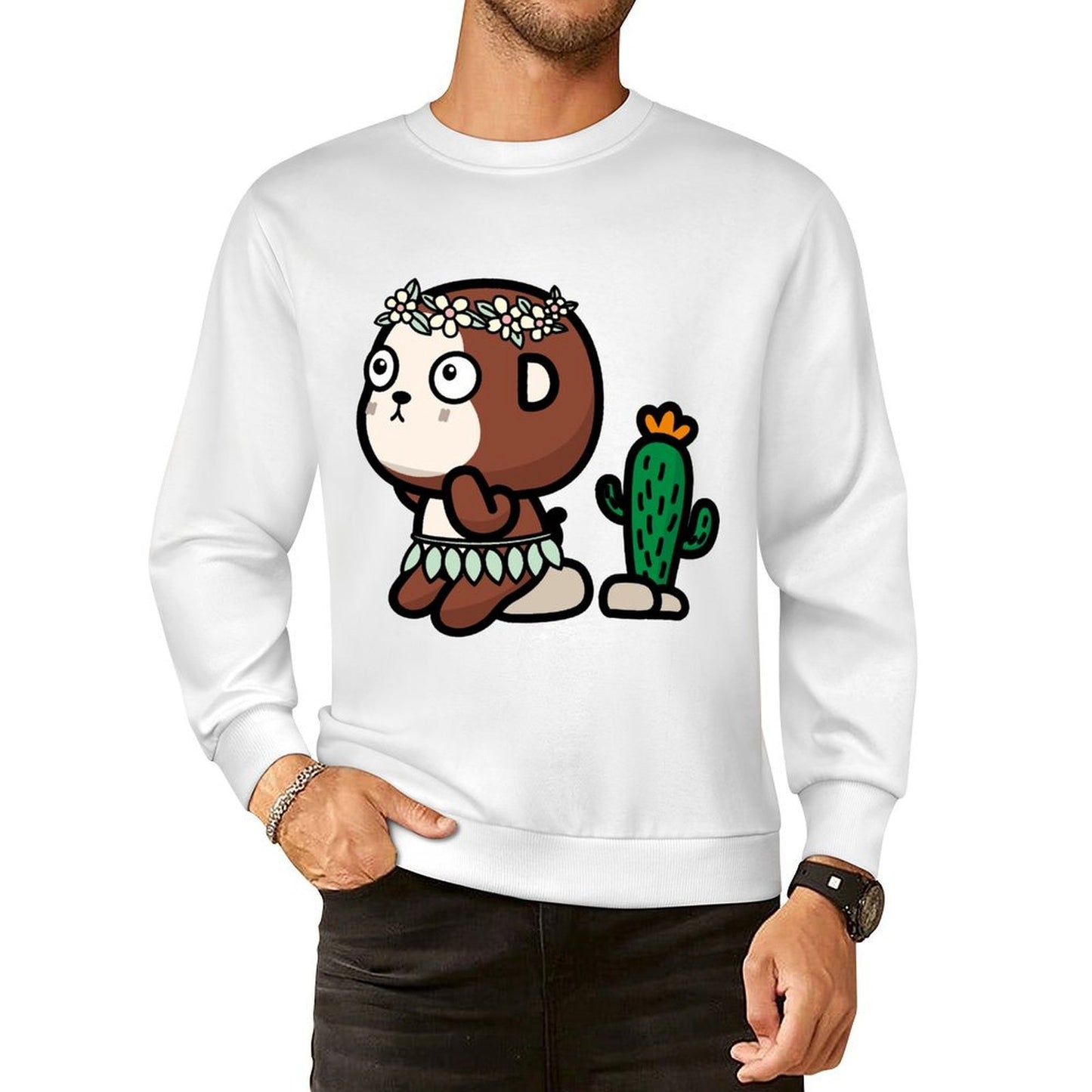 Front Patterned Long Sleeve TopPlain SoftWear