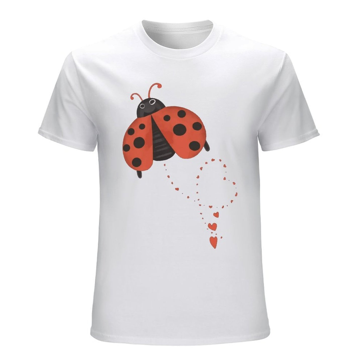 Inkmay Casual Cotton T-shirt Ladybug Pattern With Hearts And Spots Unisex T-shirtSoftWear Recycled T-Shirt