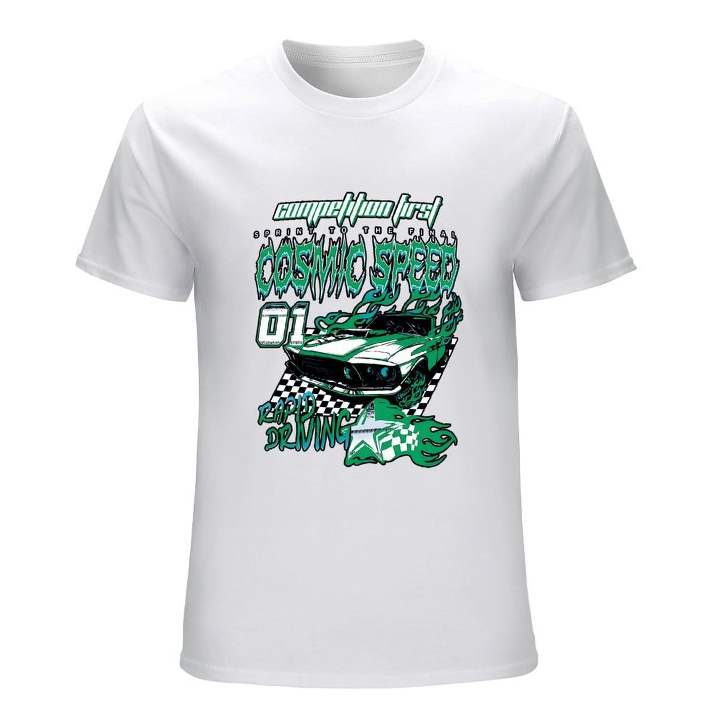 Inkmay Casual Cotton T-shirt Cosmic Speed Car Racing Design Art Unisex T-shirtHeat-Transfer Comfort T-Shirt