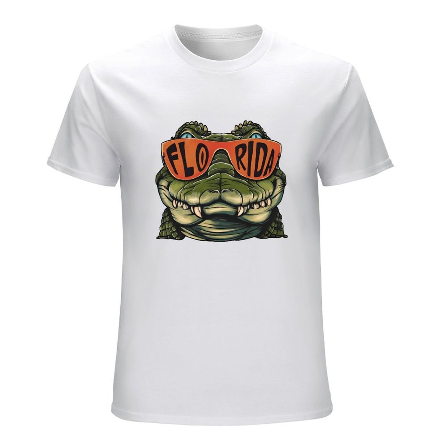 Inkmay Casual Cotton T-shirt Alligator Wearing Sunglasses With Florida Print Unisex T-shirtClassic Fit PremiumSeries T-Shirt