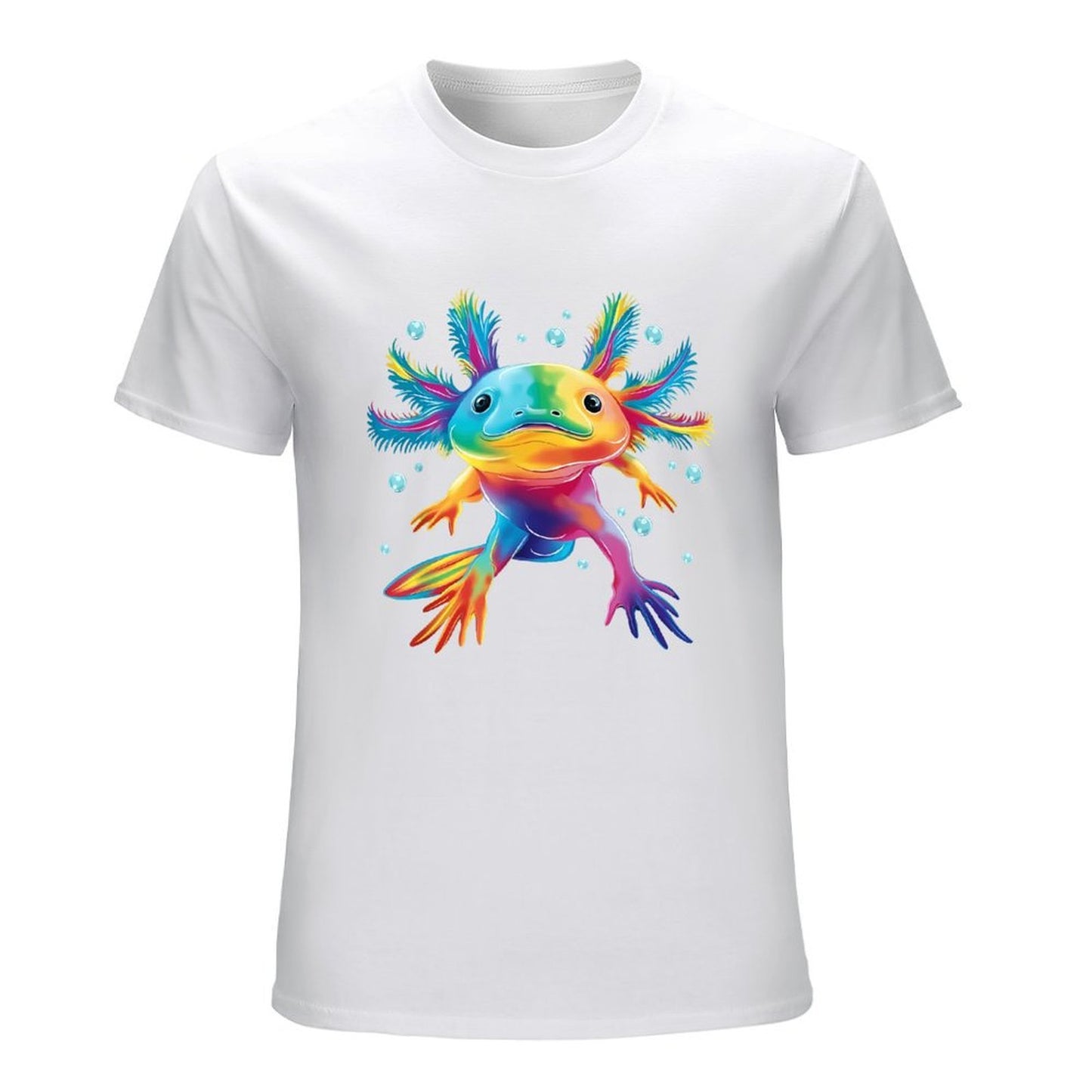 Inkmay Casual Cotton T-shirt Colorful Axolotl With Vibrant Feathers Unisex T-shirtReliable Heavyweight T-Shirt
