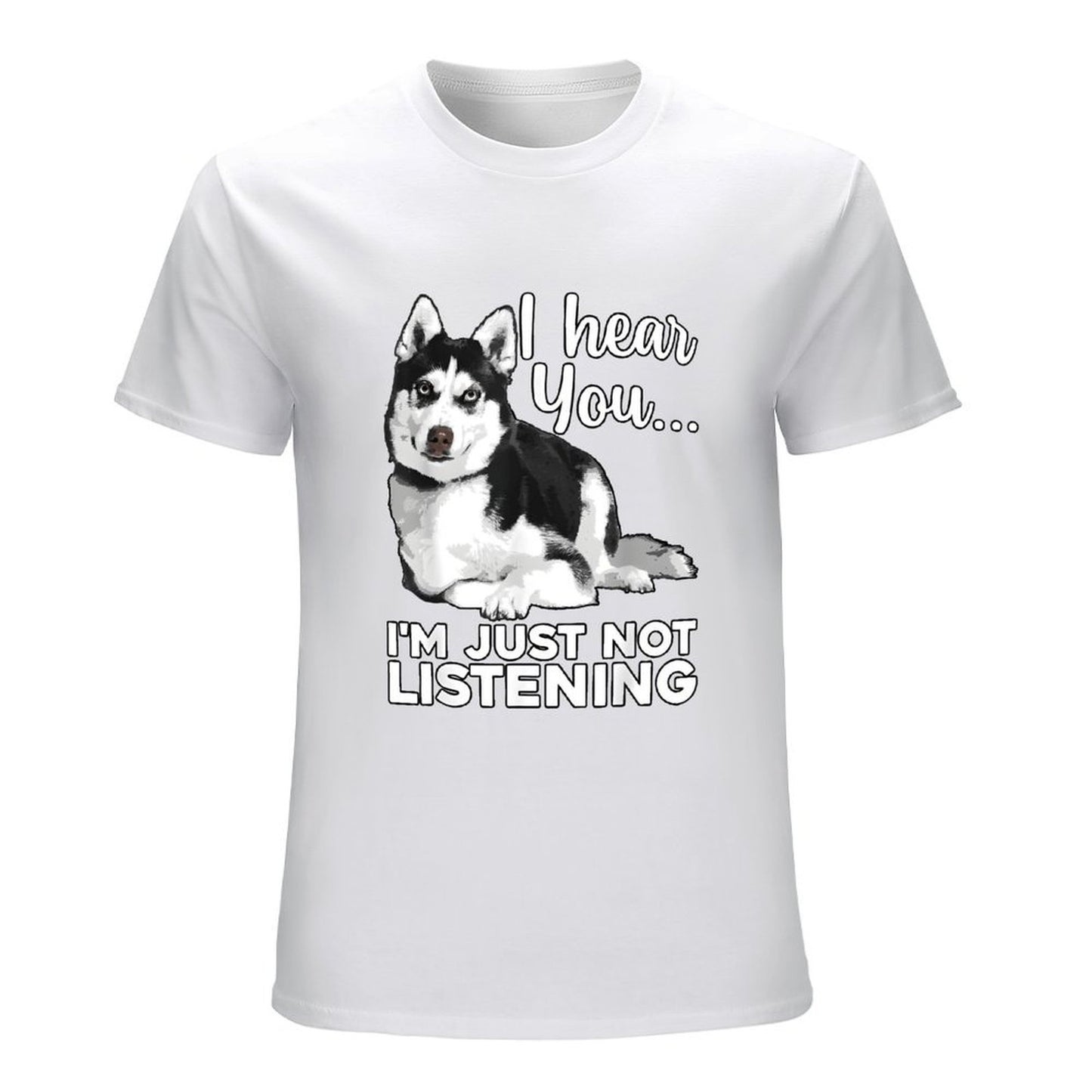 Inkmay Casual Cotton T-shirt Husky Dog With Text Overlay Unisex T-shirtSeamless Sharp T-Shirt