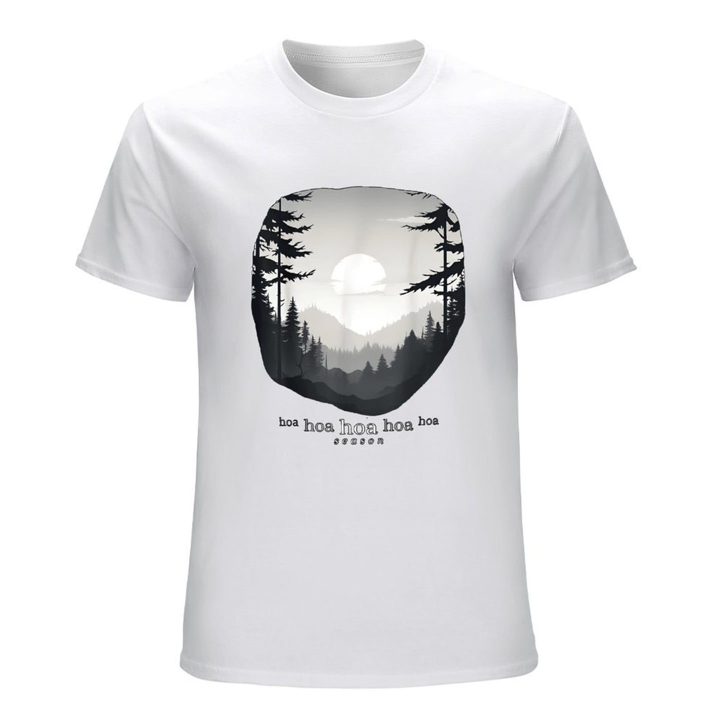 Inkmay Casual Cotton T-shirt Forest Landscape With Sun And Trees Unisex T-shirtWeekend Simple T-Shirt
