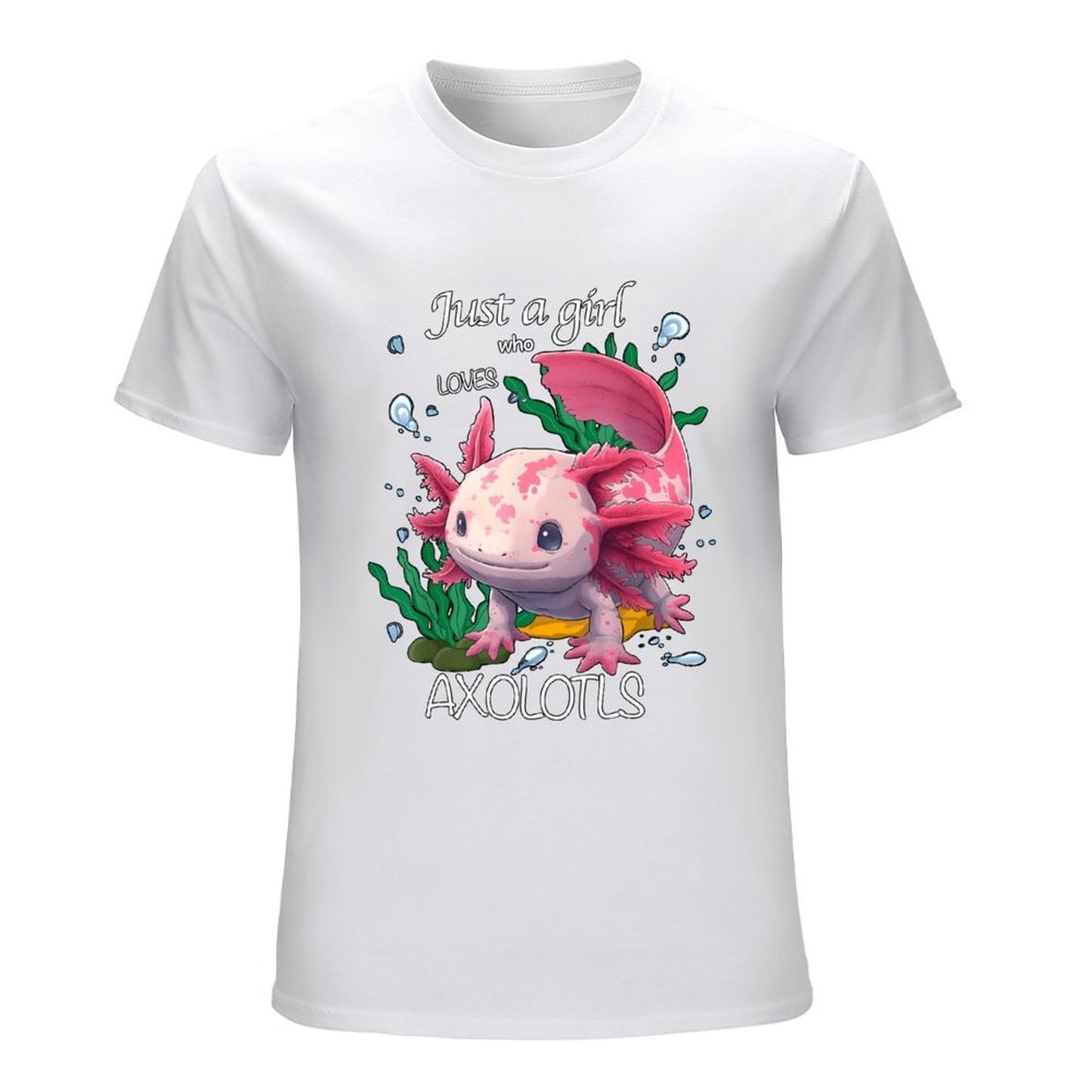 Inkmay Casual Cotton T-shirt Just A Girl Who Loves Axolotls Unisex T-shirtTrueStyle Wrinkle-Free T-Shirt