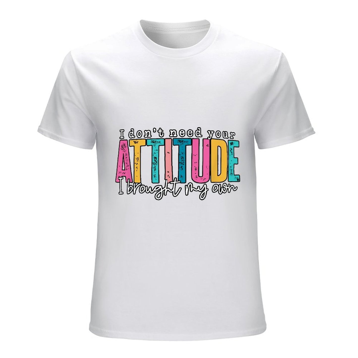 Inkmay Casual Cotton T-shirt Colorful Text With Attitude Design Elements Unisex T-shirtTrueComfort Slim Fit T-Shirt