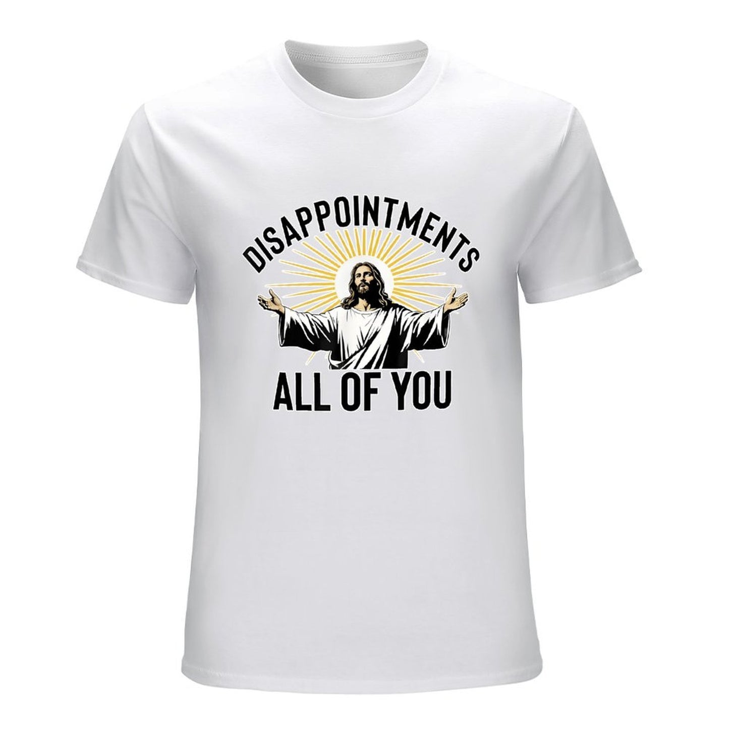 Inkmay Casual Cotton T-shirt Jesus With Open Arms Radiating Light Unisex T-shirtPrinting Shrink-Resistant T-Shirt