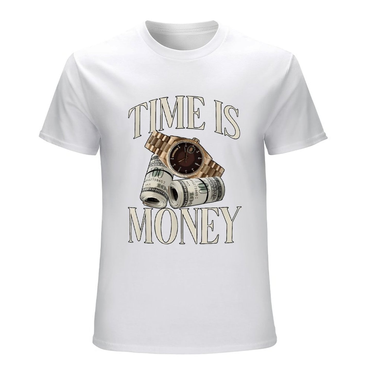 Inkmay Casual Cotton T-shirt Time Is Money Watch And Dollars Unisex T-shirtRetro Original T-Shirt