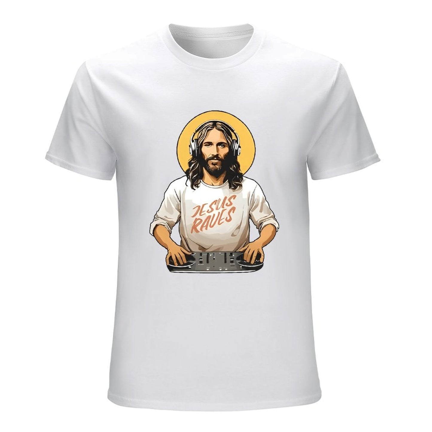 Inkmay Casual Cotton T-shirt Jesus Wears Headphones And Tshirt Unisex T-shirtSport Modern T-Shirt