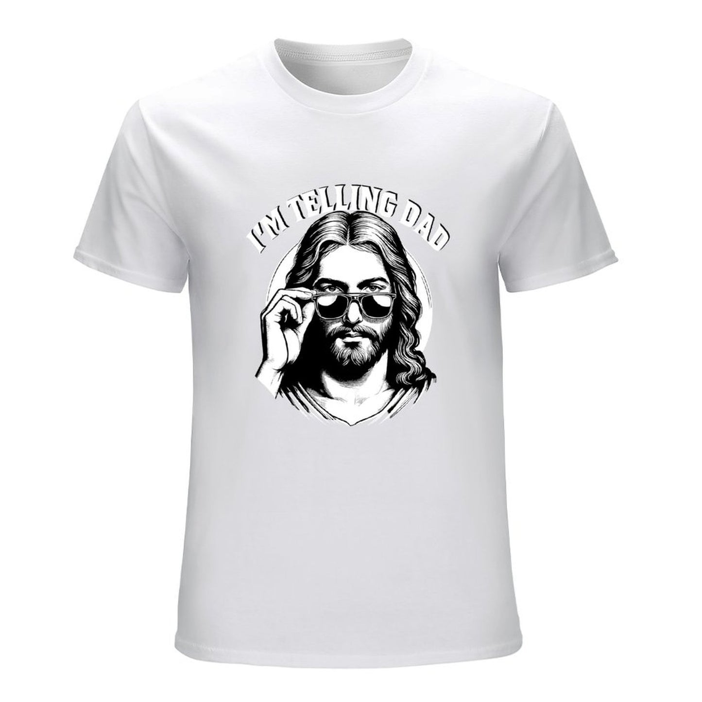 Inkmay Casual Cotton T-shirt Jesus Wearing Sunglasses Artistic Black White Unisex T-shirtFundraising ClassicSeries T-Shirt