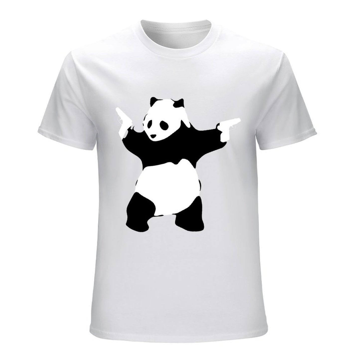 Inkmay Casual Cotton T-shirt Panda Design On Black Background Unisex T-shirtClassic EverydayTee T-Shirt